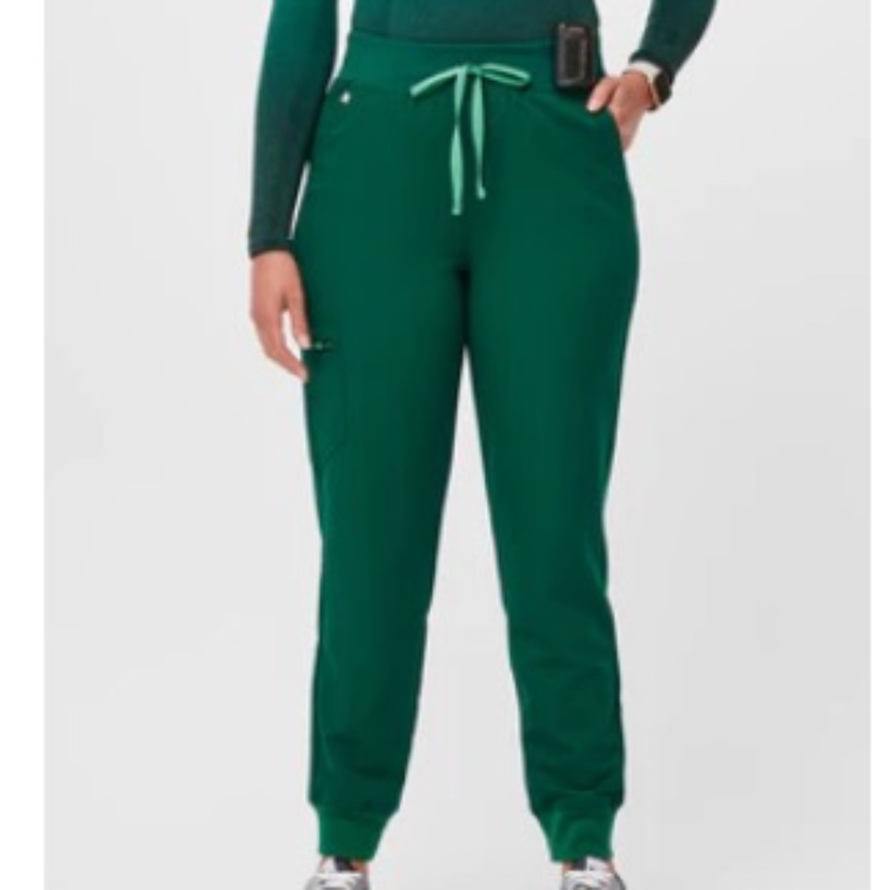 FIGS High Waisted Zamora Jogger Scrub Pants Hunter Green Petite XXS NWT